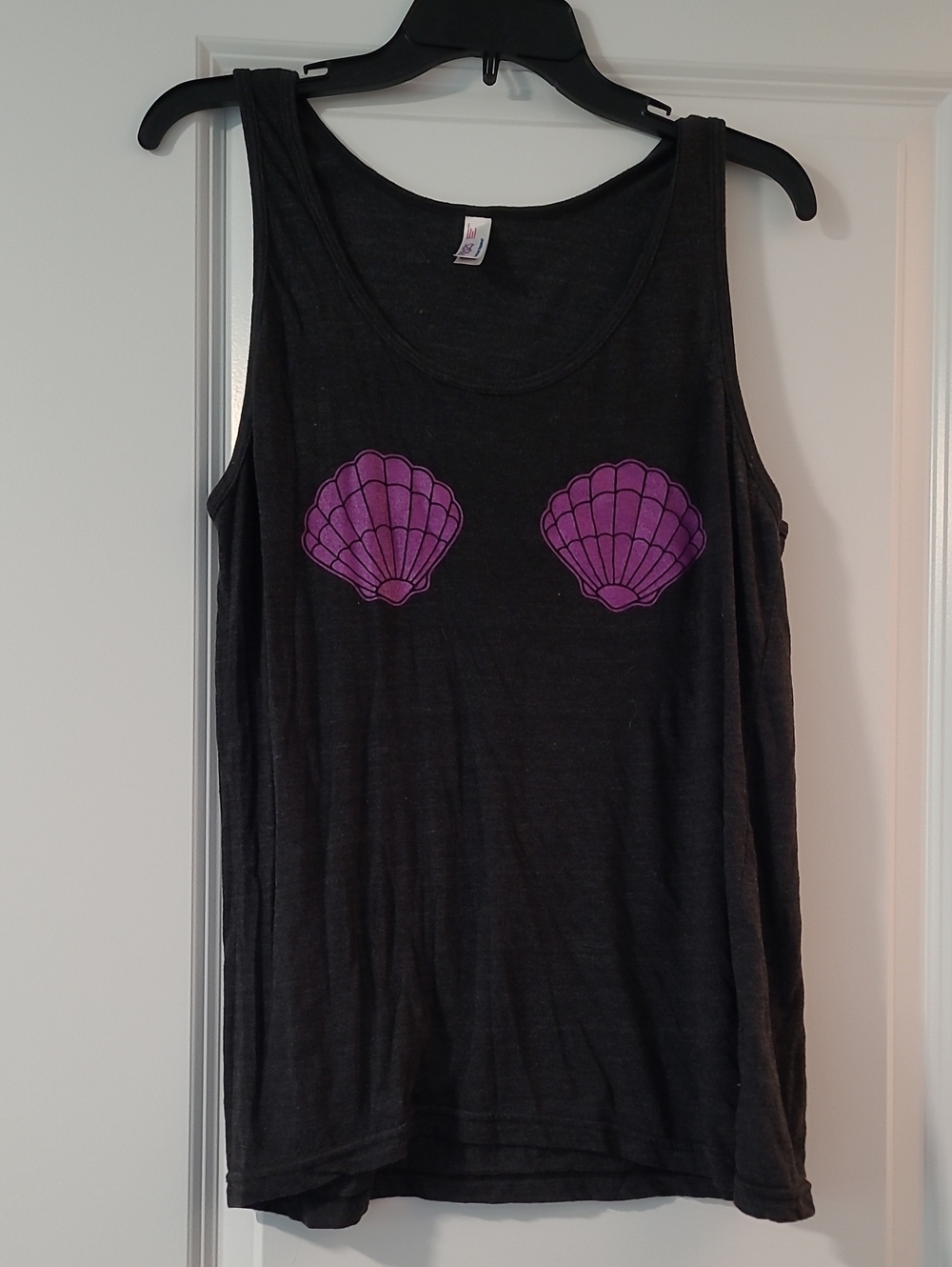 American Apparel Black Tank with Purple Shell Motif